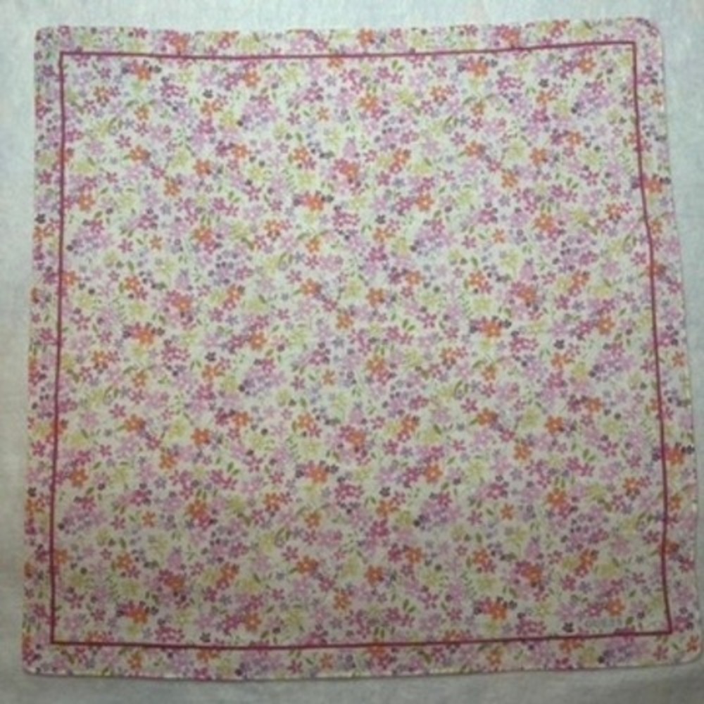 Vtg GUESS Scarf Handkerchief Floral Cotton Multicolor Cottagecore 18"